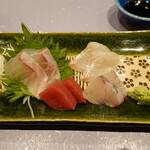 Shukou Okuzashiki Marukou - 鮮魚3種盛り(1,980円)
