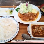 レストラン ローマの太陽 - コンビ定食（井坂煮とミックスシチュウ