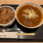 国産十割蕎麦の店 そばだ家 - 山椒カレー蕎麦、ミニ牛すじ丼