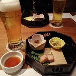 辻が花 - 前菜と生ビールで乾杯(*´︶`*)ﾉ♪