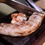 KOREAN 水剌間 - 炭火薩摩黒豚サムギョプサル膳@税込2,000円