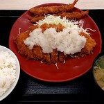 かつや - おろしカツ定食+海老フライ2本