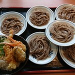 皿そば文楽 - 冬の海鮮天丼と皿そば５皿＋１皿サービス！