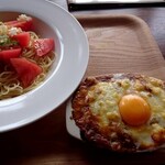 Smile garden cafe - ミニ焼きチーズカレーと冷製パスタセット