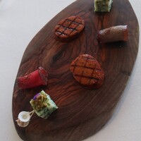 フランス料理 エステール by アラン・デュカス - アミューズ うろ覚えですが アンコウ？のパテ、まぐろ、お魚が色々入ったソーセージ どれも美味しいですが、特にパテ酸味もあり美味しかったです。