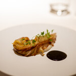 レストラン オオツ - 2022.1 白菜のロースト 百合根のピュレ 黒トリュフのソース