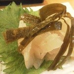 はま秀焼酎茶屋 - ふぐの昆布ジメ
