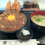 たつや - 2012.12.23　名物！えびカレー丼（そば付き）1000円＋50円でご飯大盛りに。