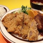 キッチンABC - 3番 ロースとんかつ＆ハンバーグ(ライス、スープ付)¥900