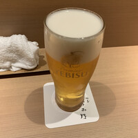 焼鳥 おみ乃 - エビス生ビール750円