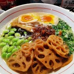 たけ家 - 濃厚こってりラーメン＆煮玉子＆えだまめ＆レンコン