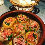 Mushroom Ajillo stuffed with Prosciutto