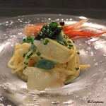 カーサ・デル・チーボ - ﾎﾞﾀﾝ海老とｷｬﾋﾞｱの冷製ｽﾊﾟｹﾞﾃｨｰﾆ