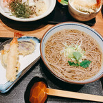 Shinshuu Sobadokoro Sojibou - 天ぷら蕎麦ととろろ蕎麦（冷やし）とミニ天丼