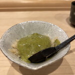 鮨 むらやま - 残った肝にはシャリぽん！追いソースもしてくれるのがめちゃ嬉しい♡