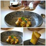 MAISON LAFITE - ＊冷製パスタで直前にソースをかけられるのですけれど、パスタの食感、ソースの味わい共に好み。 鮑も大きめのにカットされ、柔らかく美味しい。