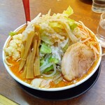 自家製麺屋 登夢道 - ヤサイ大盛り、脂多め、ニンニク大盛り