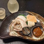 味ごよみ宮田 - あんこう供酢　日本酒（月の井）