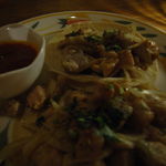 フォンダ・デ・ラ・マドゥルガーダ - TACOS DE POLLO　1050円　チキンのタコス（タマネギと香草とチキン）