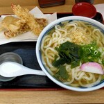 いわ屋 - かけうどん大@480 天ぷら@250
