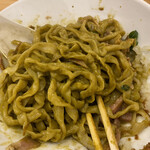 煮干らーめん 川むら - 和え玉(あわび肝ソース) 平打ち麺