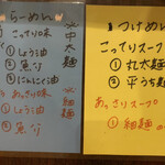 麺屋 青山 臼井店 - カウンター正面に貼られていた説明書き