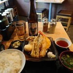 Edomae Tenpura Tendou - 上天麩羅定食を中心にビールと多彩な塩たち♪