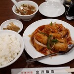 金沢飯店 - 白身魚の甘酢かけ1180円、ご飯セット250円