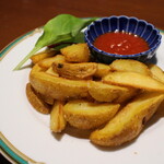 French fries fried crispy in olive oil