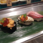 寿司 魚がし日本一 - あん肝、牡蠣、ぶり