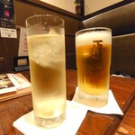 くらま - ハッビーアワーで200円のハイボールとビールセットの生ビール