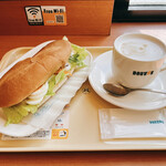 Dotoru Kohi Shoppu - ミラノサンドB＋ハニーカフェオレ（ホット・M）　※店内飲食&ミラノセット適用で786円
