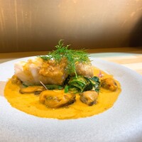 四ツ橋・新町 牡蠣と肉たらしビストロAKIRA - コブダイのヴァプール ムール貝のクリームソース