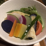 麺処 竹川 - 麺と野菜(野菜で麺が見えない)