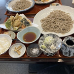 蕎麦切り　笑 - 浜名湖牡蠣フライセットを十割大盛りに変更。無料のご飯まで頂きました(#^.^#)