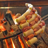 柳家 - 鴨皮と葱の串焼き