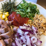 めん処 きよ洲 - 紫玉ねぎは辛味がなくてフライドオニオンでパンチアップ！