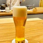 おが和 - ◎全員揃うまで生ビールで喉を潤す。