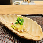 おが和 - ☆塩鰤（富山・氷見）りんごと葱の酢味噌和え。鰤は2ヶ月寝かせた寒鰤。