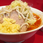 ラーメン二郎 - ラーメン半分＋ニンニク多め＋青ネギＳＫ