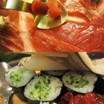 玄海寿司 本店 - スプーンで中落ちをそぎます・のっけ盛りにはかっぱ巻きが隠れてます