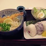 めん処 喜多野 - 海老ぶっかけうどんセット（うどん大盛り）750円＋100円