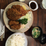 Tonkatsu Komachi - アジフライ定食　カキフライ２個追加　