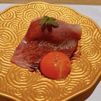 神戸牛 しゃぶしゃぶ おもき 離れ 銀座店 - 神戸牛 霜降り焼きすき 一口御飯と共に