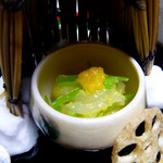 奈良・春日奥山 月日亭 - イカと生唐墨の和え物