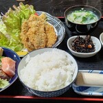 たぬき - あじﾌﾗｲ定食1350円&お刺身小鉢660円