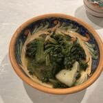 Itaria Ryourikampanyo-Ra - 前菜チヂミほうれん草とイカの煮込み
