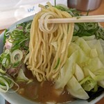 横浜らーめん 武蔵家 - やや細めに感じる麺