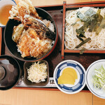 Sobadokoro Fukuzumi - 天丼そばセット（冷蕎麦）＠1,300