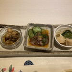 Sushi Kou - 前菜　真ん中の海鼠が良い食感で美味しい！